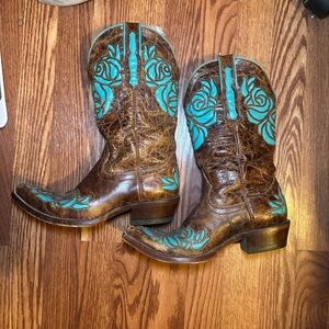 Corral boots Brown and Turquoise Western Cowboy Boots